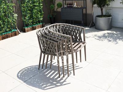 All Weather Aluminum Frame Weave Rope Dining Armrest Chair