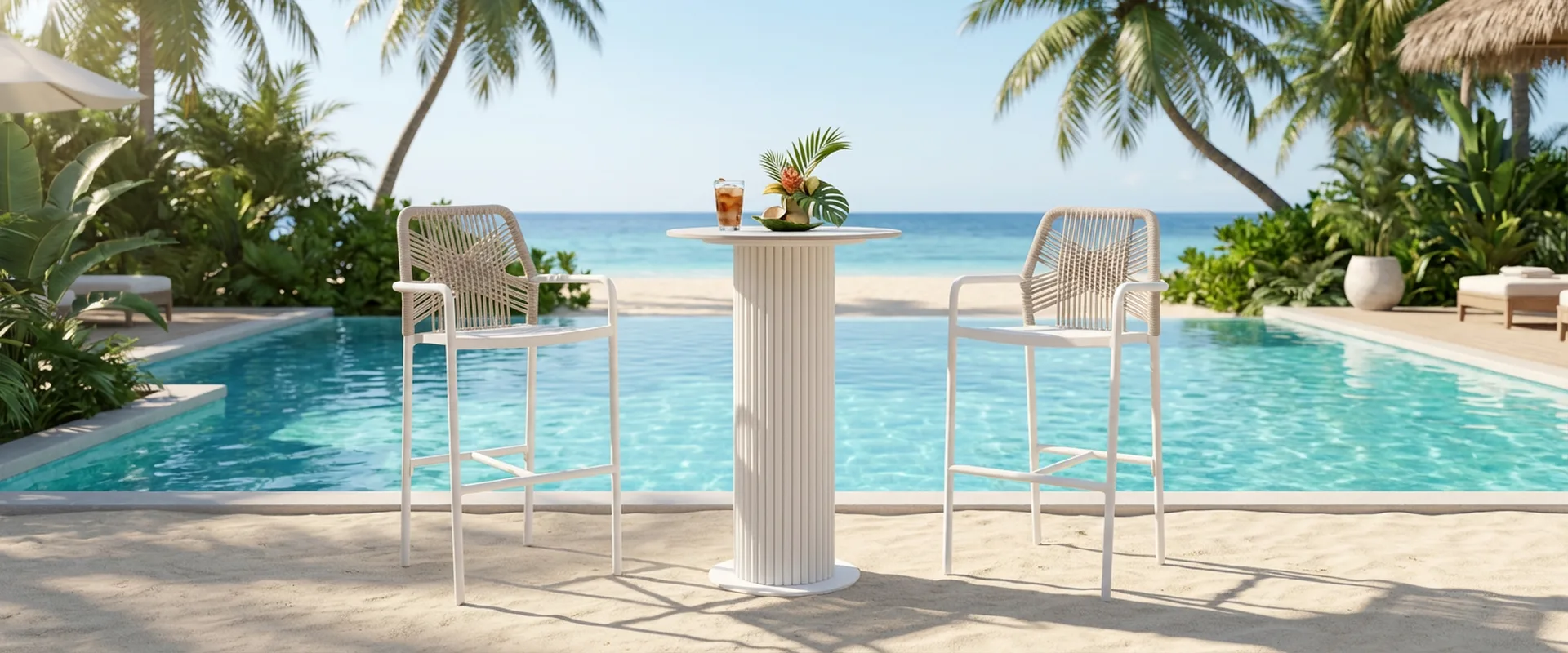 Elegant Bar Bistro Chairs Set With Aluminum Frame Round Table