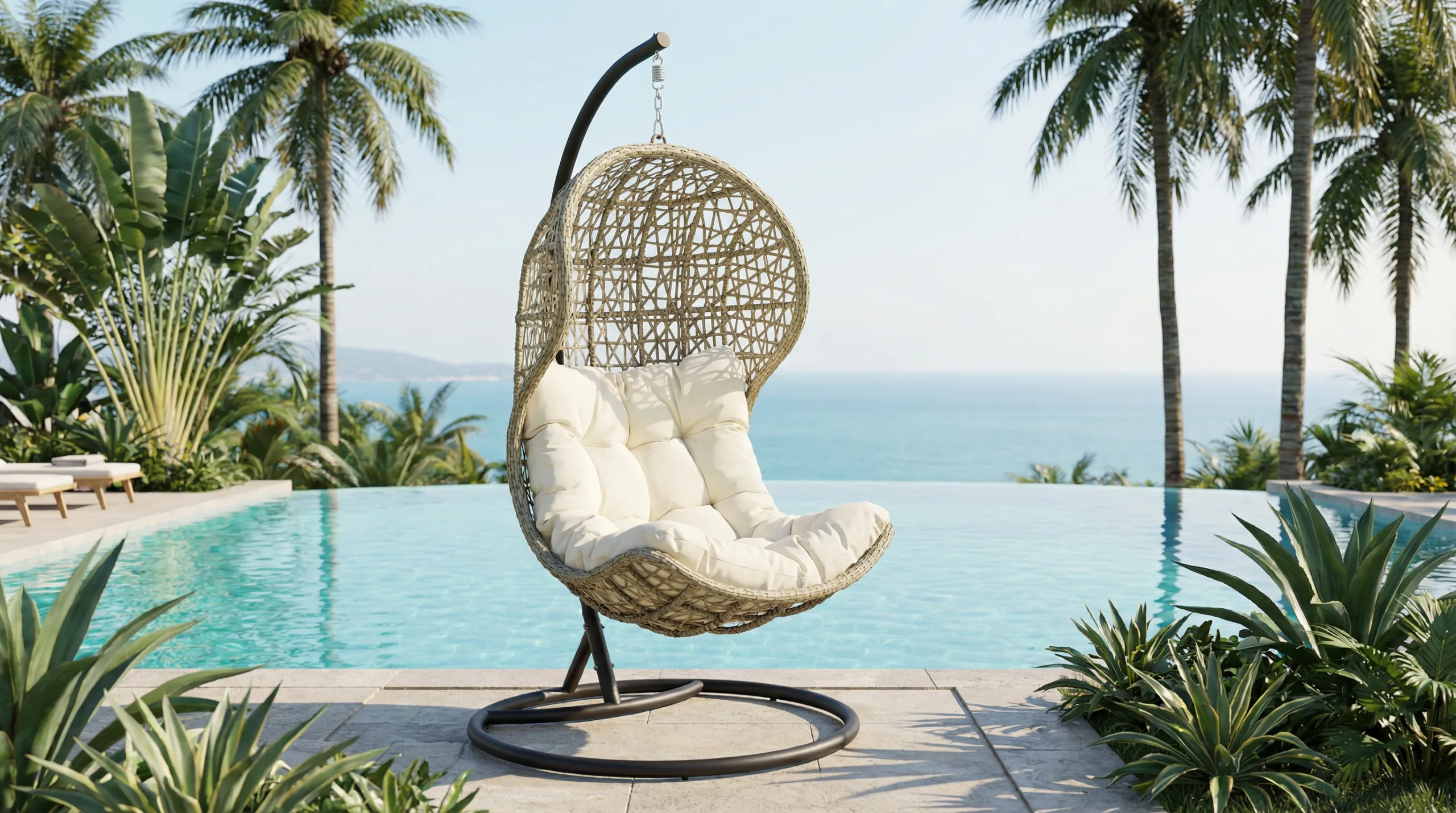 All Weather Patio PE Rattan Nest Hanging Chair