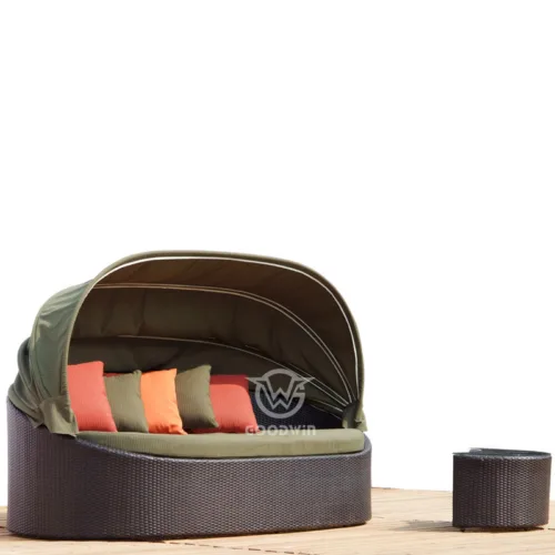 Wicker Sun Bed With Canopy | Hotel Outdoor Furniture