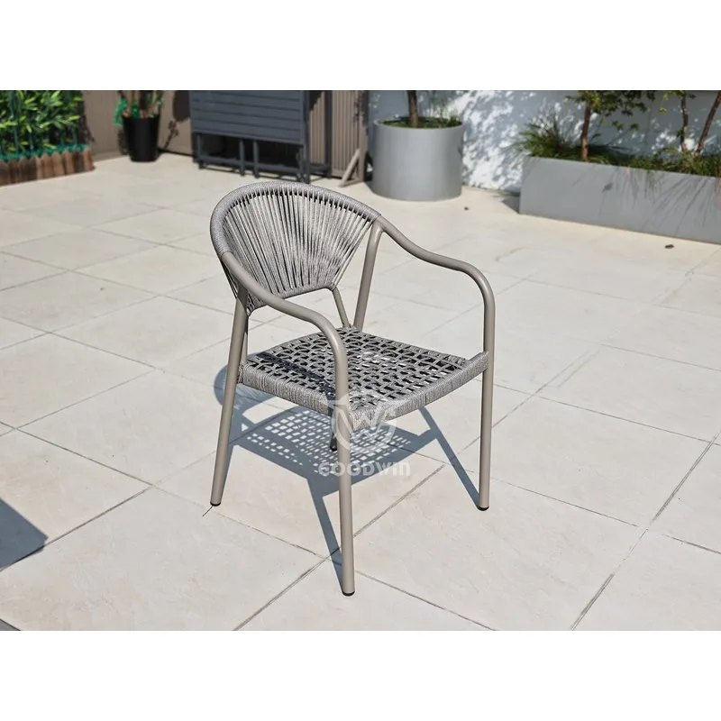 Rope AluminumDining Chair | Dining Outdoor Furniture 1 Aluminum Frame Rope Weather Resistant Dining Chair
