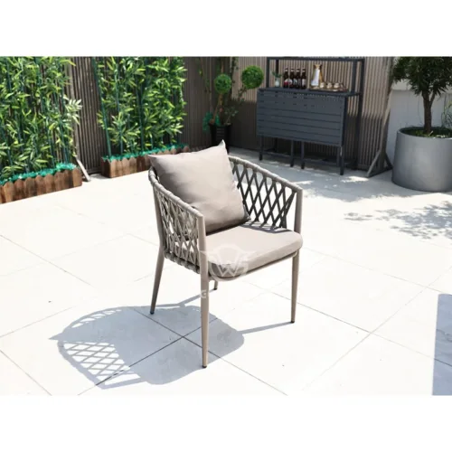 Aluminum Frame Weave Rope Dining Armrest Chair