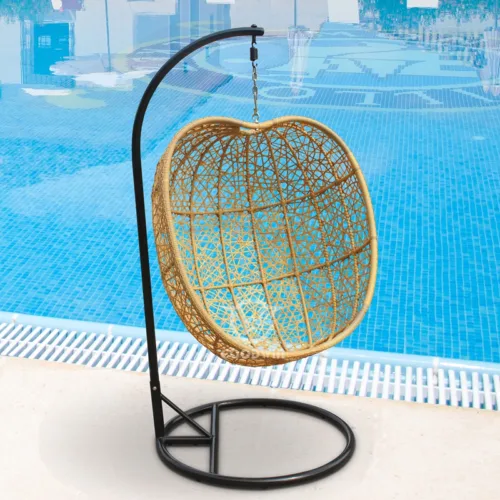 Apple Shaped Metal Frame Woven Rattan Hanging Chair