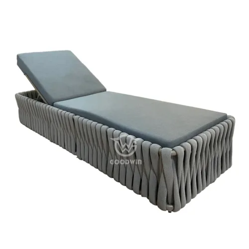 Goodwin High Quality Aluminum Weave Rope Chaise Lounger Aluminum Rope Chaise Lounger | Garden Outdoor Furniture
