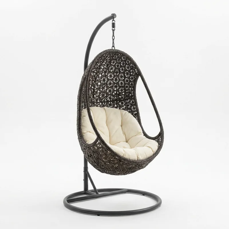 Metal Rattan Egg Swing | Hotel Outdoor Furniture 1 Metal Frame Rattan Egg Swing For Outdoor