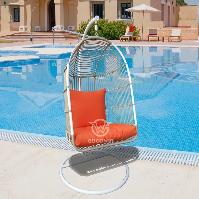 Metal Frame Resin Wicker Egg Swing