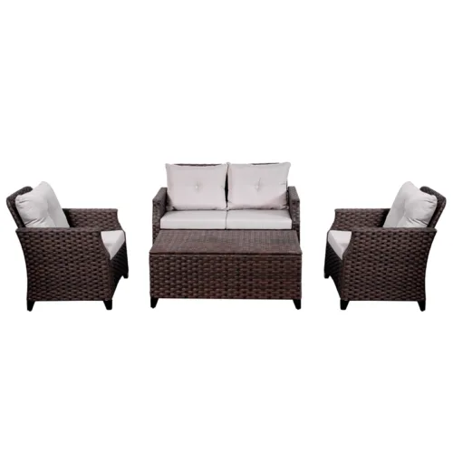 Goodwin Outdoor Furniture Hand Woven Rattan Sofa Set Hand Woven Rattan Sofa Set | Patio Outdoor Furniture