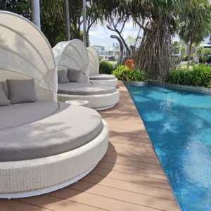Singapore Hotel Project Show Case | Hotel Furniture Manufacturers 2 Furniture Rattan Daybed Sun-resistant Canopy