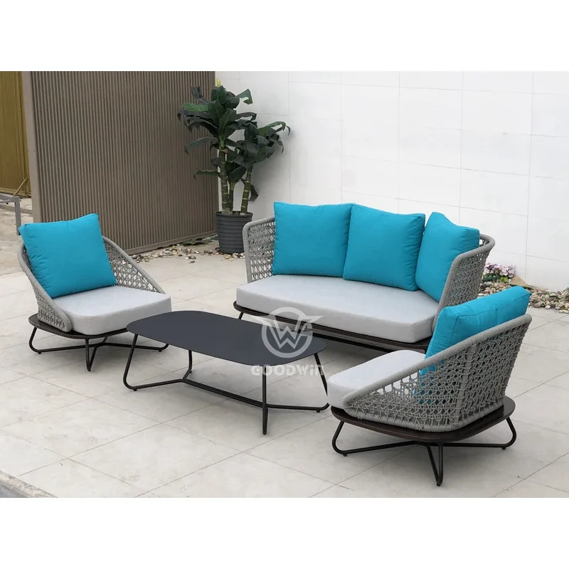 Aluminum Rope Sofa Set | Hotel Outdoor Furniture 1 Aluminum Rope Sofa Set | Hotel Outdoor Furniture