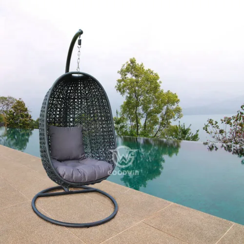 Goodwin Outdoor Patio Double Weave Rattan Egg Swing Outdoor Patio Double Weave Rattan Egg Swing