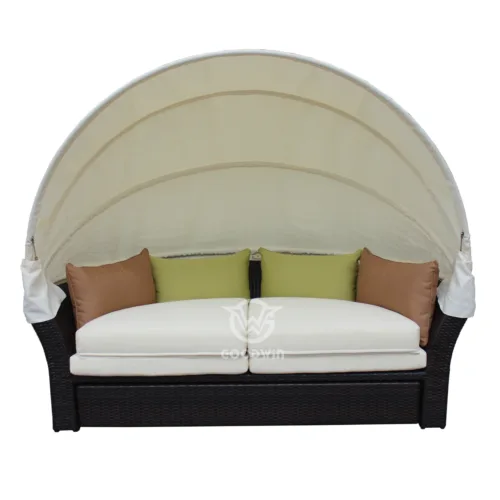 Goodwin Outdoor Synthetic Rattan Daybed With Canopy Outdoor Synthetic Rattan Daybed With Canopy