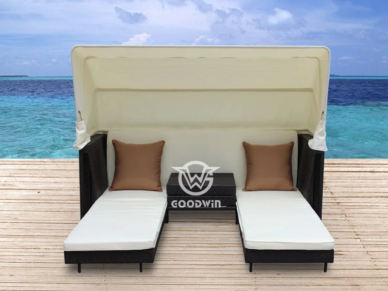 PE Wicker Daybed With Canopy