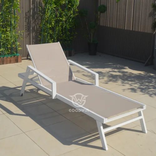 Powder-coated Aluminum Frame Textilene Sun Lounger