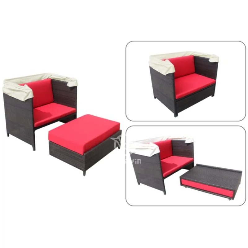 Rattan Lounge Chair With Canopy | Garden Outdoor Furniture 2 Rattan Lounge Chair With Canopy