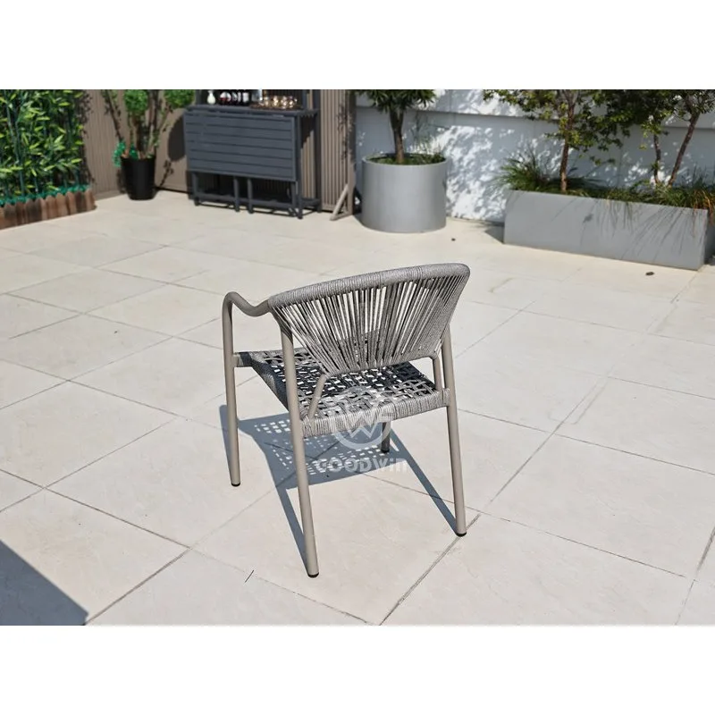 Rope AluminumDining Chair | Dining Outdoor Furniture 3 Rope Weather Resistant Dining Chair