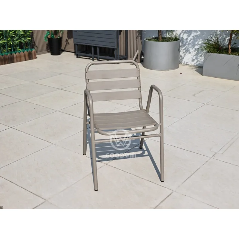 Aluminum Armrest Dining Chair | Dining Outdoor Furniture 2 Stack-able Armrest Dining Chair