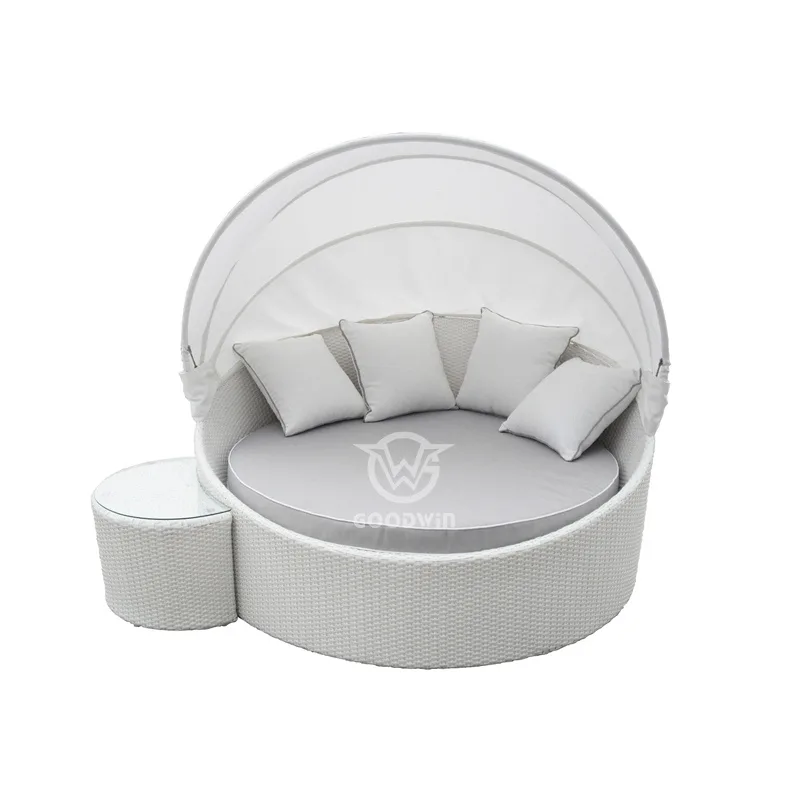 Woven Rattan Daybed With Canopy | Hotel Outdoor Furniture 2 Woven Rattan Daybed With Canopy | Hotel Outdoor Furniture - Image 2