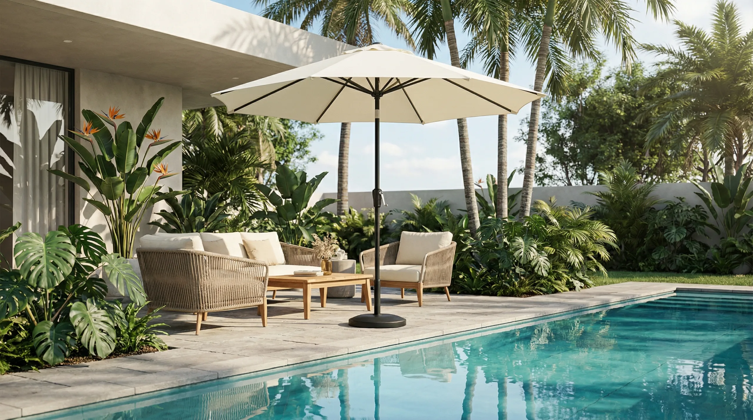 Sunproof Aluminum Patio Beach Umbrella