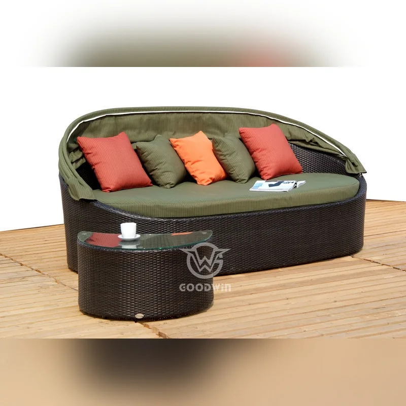 Wicker Sun Bed With Canopy | Hotel Outdoor Furniture 2 Wicker Sun Bed With Canopy | Hotel Outdoor Furniture - Image 2